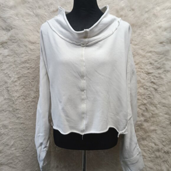 Free People Movement Women's White Pullover Cowl Neck Sweat Shirt Size M - Picture 1 of 8